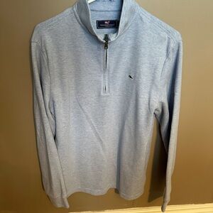 Vineyard Vines Men's Zip-Up Sweater in Light Blue